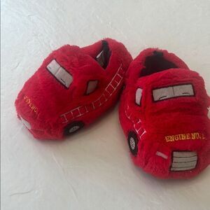 Red Fire Truck Plush Slippers
